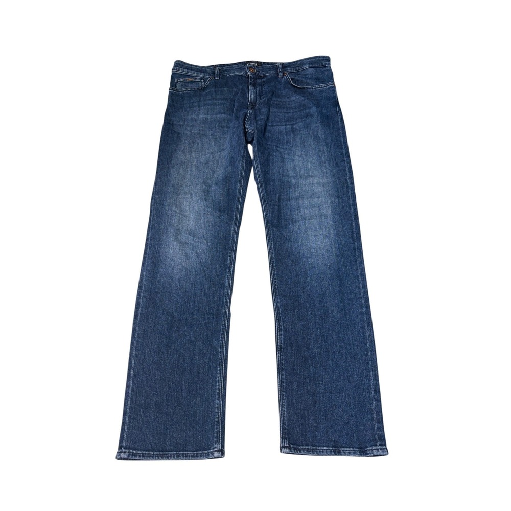Hugo Boss Mens Stretch Denim Jeans Dark Wash Straight Leg 34x30 Blue